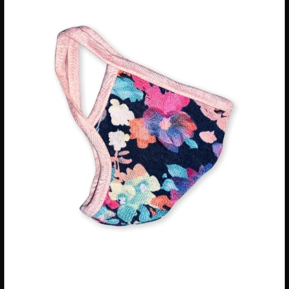 Pink and blue floral face mask